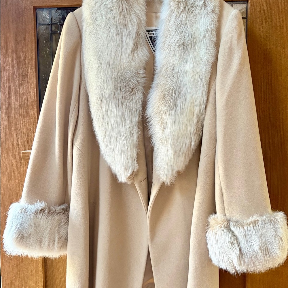 ESTATE SALE:  Shadow Fox Fur Trimmed Coat